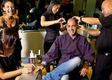Greg Sarway getting a trim from Danny Kerr