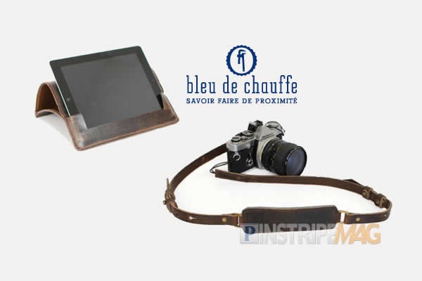 Bleu de Chauffe leather iPad case and leather camera strap Bleu de Chauffe stylish iPad leather case and leather camera strap