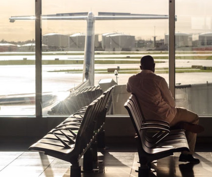 Flying to a meeting