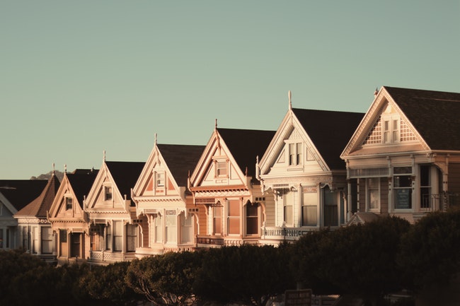Rental properties in a row.