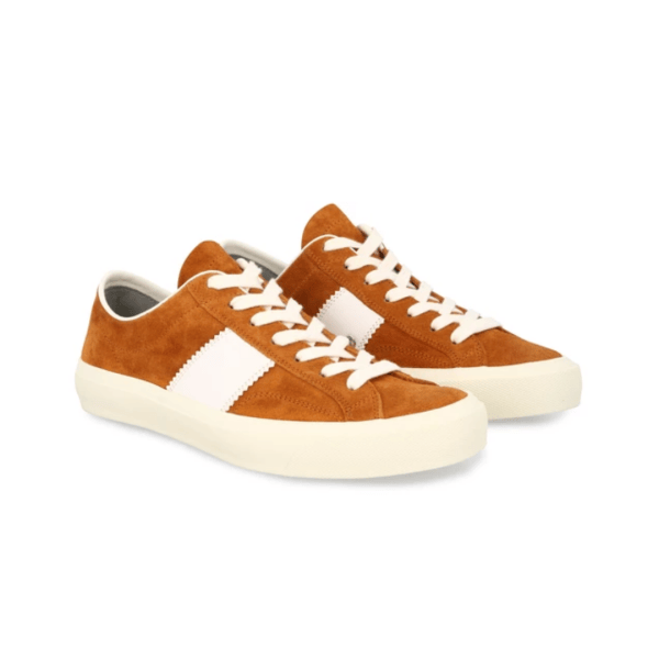Tom Ford Low Suede Sneakers in Orange Burnt