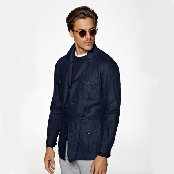 Navy Belted Safari Jacket from Suit Supply